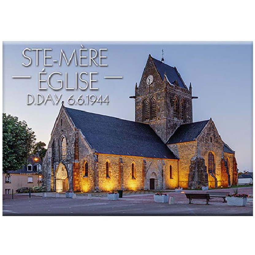 Sainte-Mère-Eglise At Night Metal Magnet