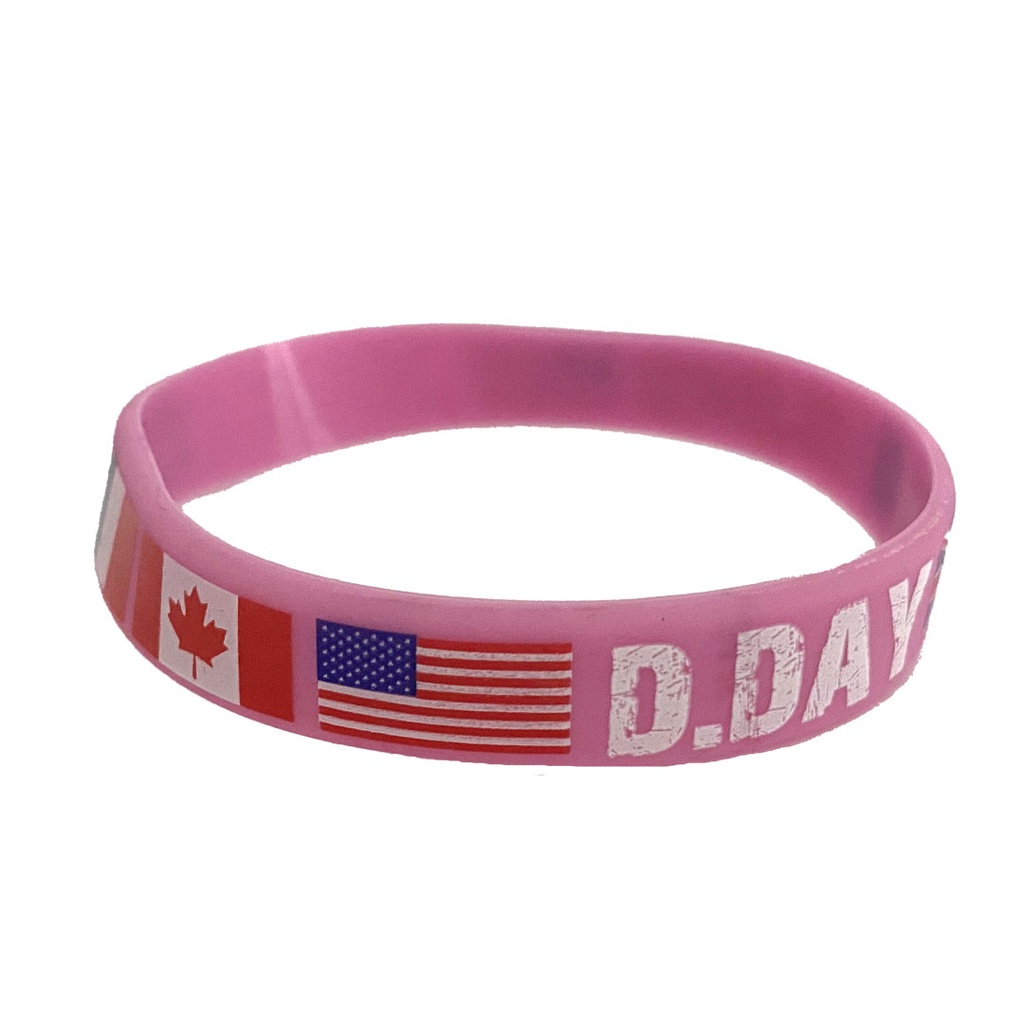 Bracelet Silicone Rose D.Day Drapeaux 