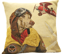 Housse de coussin Chien Avion