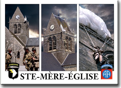 [1031-11105 Le Goubey] Magnet métal Ste Mère Eglise 3 vues